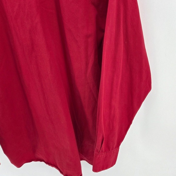 Lucchese Men Large Red Western Metal Snap Button Long Sleeve Shirt Large Vintage - Picture 14 of 16